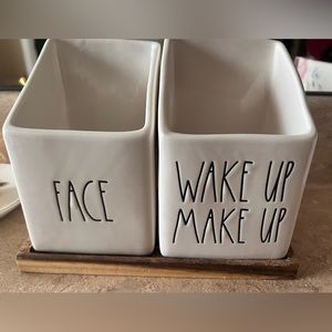 Rae Dunn Vanity Makeup Jars and Tray